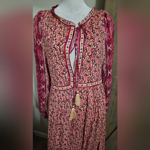 FREE PEOPLE Happy Feelings Midi/maxi Dress. Floral Pink/purple Multi. Size XS - Picture 11 of 16